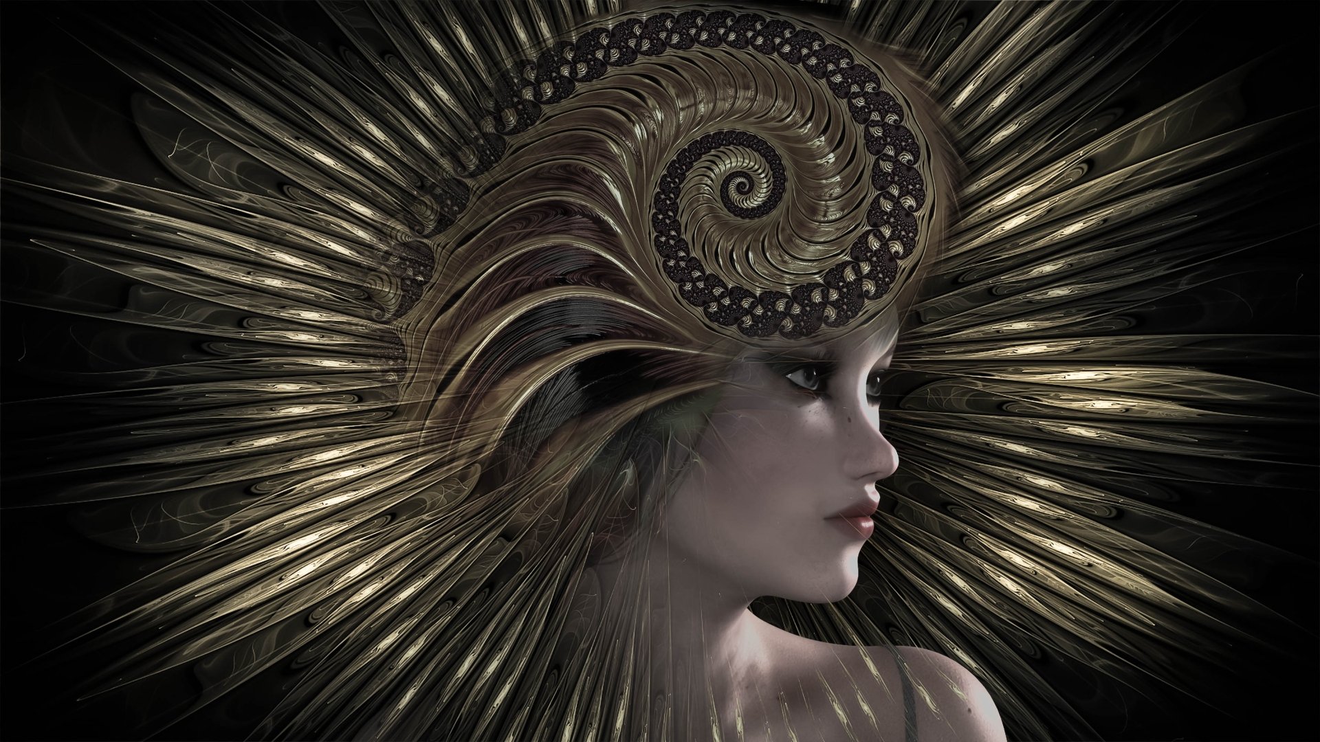 Download Fractal Profile Head Woman Artistic HD Wallpaper by Willgard Krause