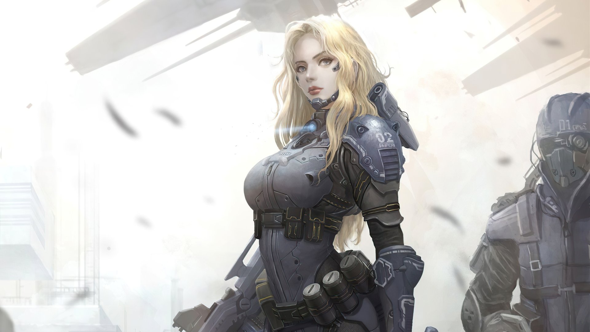 Download Futuristic Blonde Woman Warrior Sci Fi Scifi Girl 4k Ultra HD Wallpaper by Yoon LEE