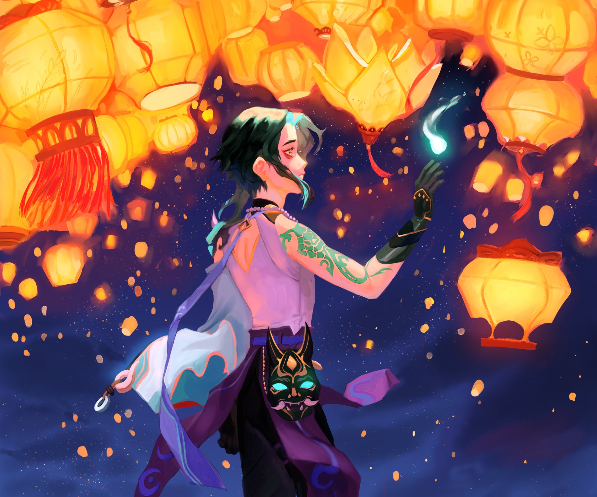 Download Lantern Rite (Genshin Impact) Xiao (Genshin Impact) Video Game Genshin Impact HD Wallpaper