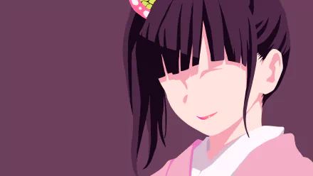 Minimalist HD desktop wallpaper of Kanao Tsuyuri from Demon Slayer: Kimetsu no Yaiba, featuring her in a stylized, simplified art style against a muted background.