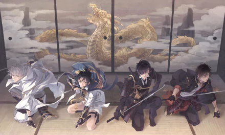 Tsurumaru Kuninaga Taikogane Sadamune Shokudaikiri Mitsutada Ookurikara (Touken Ranbu) Anime Touken Ranbu HD Desktop Wallpaper | Background Image