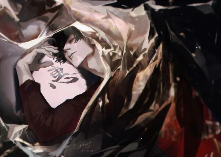 Toji Fushiguro from Jujutsu Kaisen depicted in 4K Ultra HD anime-style artwork, featuring dynamic shading and a dark, textured background.