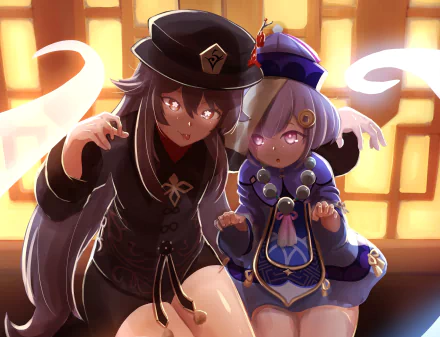 Qiqi (Genshin Impact) Hu Tao video game Genshin Impact HD Desktop Wallpaper | Background Image