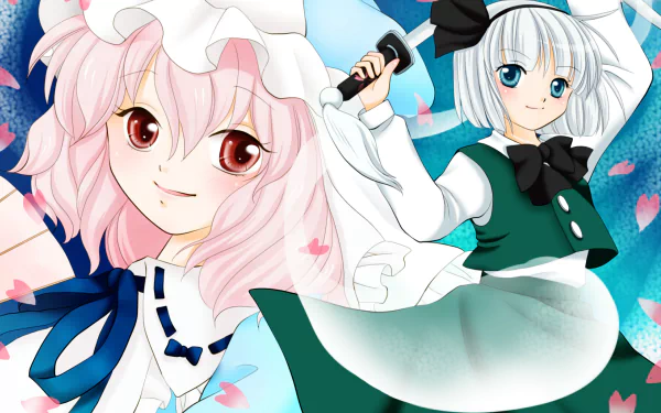 Myon (Touhou) Youmu Konpaku Yuyuko Saigyouji Anime Touhou HD Desktop Wallpaper | Background Image
