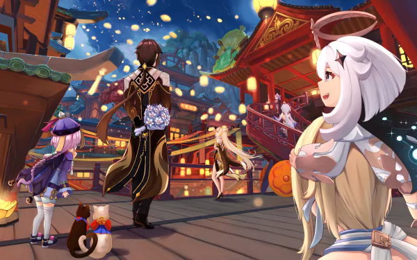 Qiqi (Genshin Impact) Zhongli (Genshin Impact) Paimon (Genshin Impact) Ningguang (Genshin Impact) video game Genshin Impact HD Desktop Wallpaper | Background Image