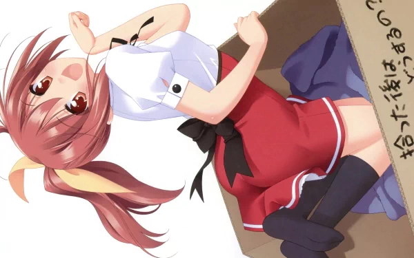 Anime HD desktop wallpaper of Naruko Kanae from Mayoi Neko Overrun!, featuring her in a white blouse and red skirt with a playful pose.