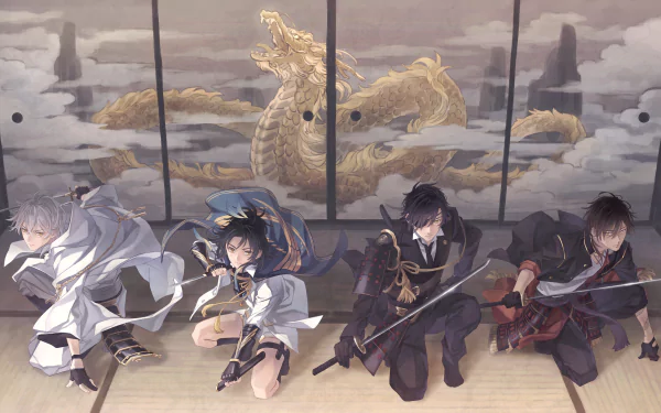 Tsurumaru Kuninaga Taikogane Sadamune Shokudaikiri Mitsutada Ookurikara (Touken Ranbu) Anime Touken Ranbu HD Desktop Wallpaper | Background Image
