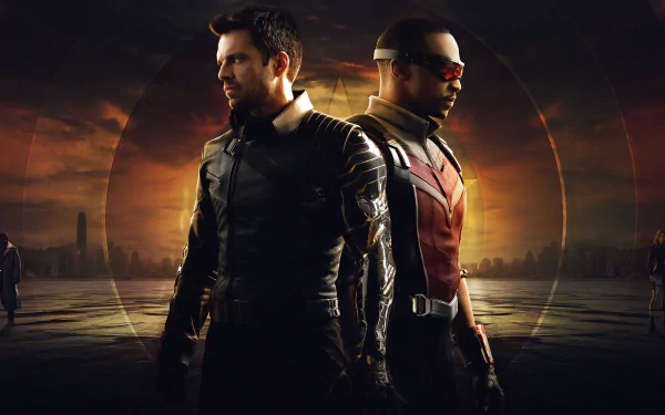 Winter Soldier Sebastian Stan Sam Wilson Falcon (Marvel Comics) Bucky Barnes Anthony Mackie TV Show The Falcon and the Winter Soldier HD Desktop Wallpaper | Background Image