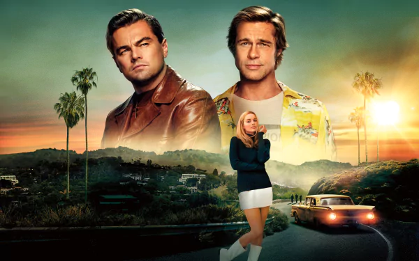 Sharon Tate Rick Dalton Margot Robbie Leonardo Dicaprio Cliff Booth Brad Pitt movie Once Upon A Time In Hollywood HD Desktop Wallpaper | Background Image