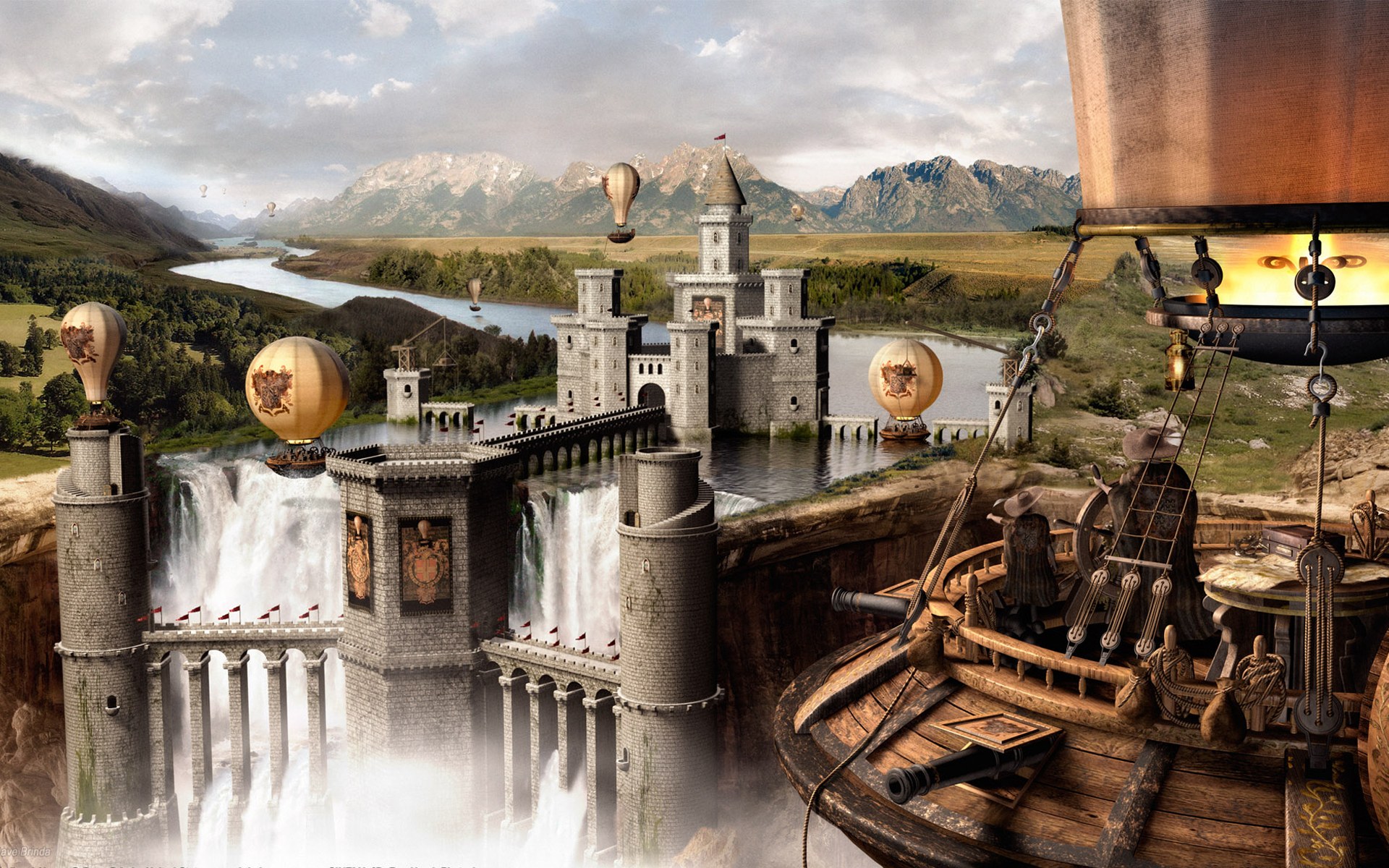 Fantasy castle desktop wallpaper.