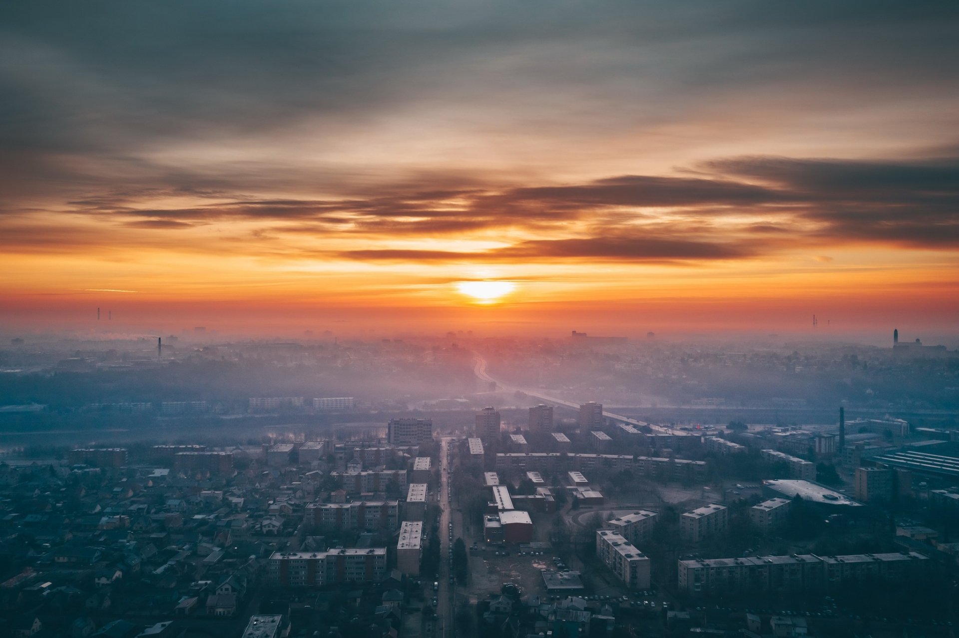 Download Horizon Lithuania City Sunset Man Made Kaunas HD Wallpaper