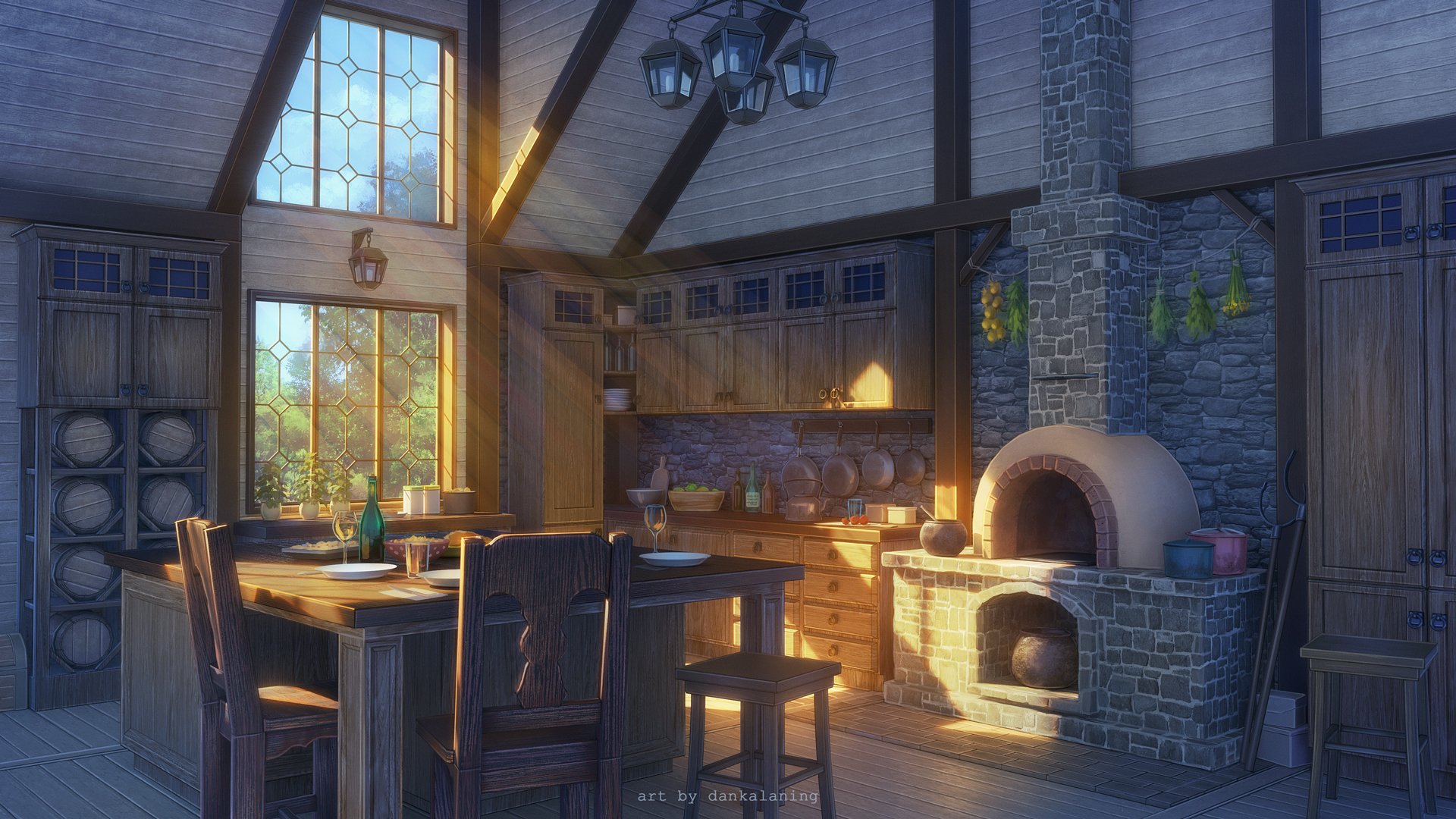 Premium AI Image | anime style a house with a porch and a porch with lights  on the roof