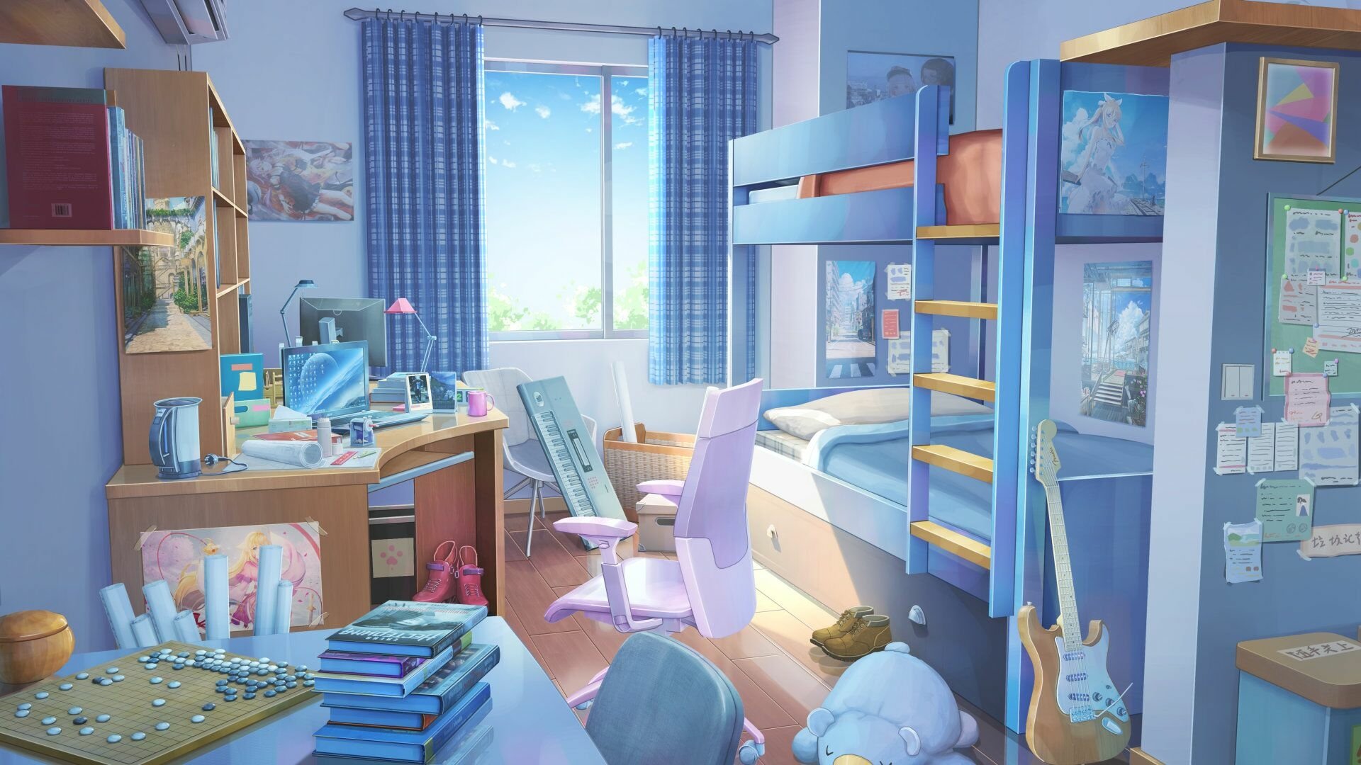 Картинка аниме комната на рабочий стол 1366х768