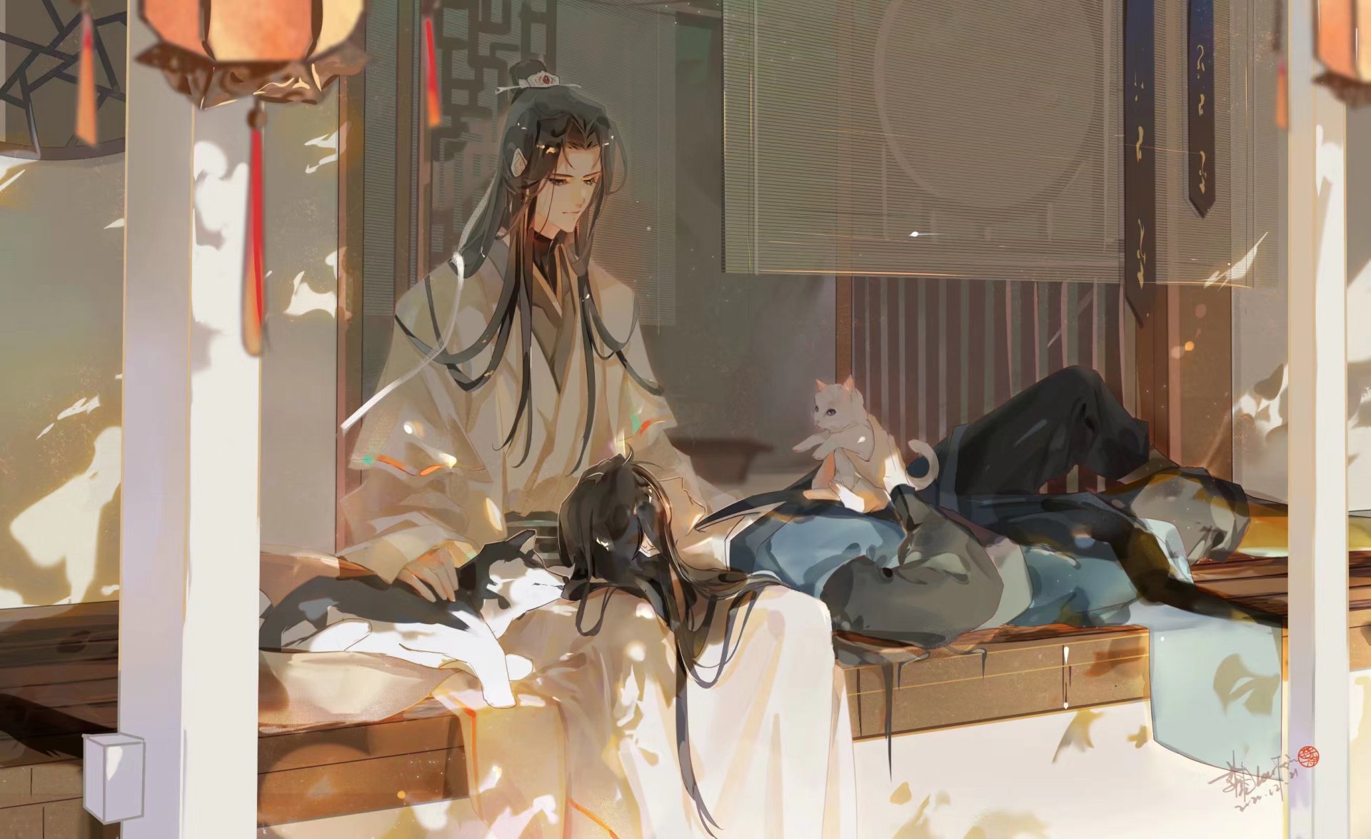 The husky and his white cat shizun  White cat, Drawing illustrations, Anime