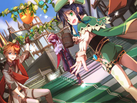 Rosaria (Genshin Impact) Venti (Genshin Impact) Tartaglia Childe (Genshin Impact) video game Genshin Impact HD Desktop Wallpaper | Background Image