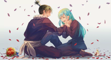 Kokichi Muta school uniform long hair blue hair Kasumi Miwa Anime Jujutsu Kaisen HD Desktop Wallpaper | Background Image