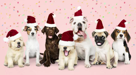 santa hat Animal dog HD Desktop Wallpaper | Background Image