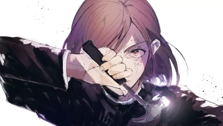 HD desktop wallpaper featuring Nobara Kugisaki from Jujutsu Kaisen in a school uniform, holding a hammer.