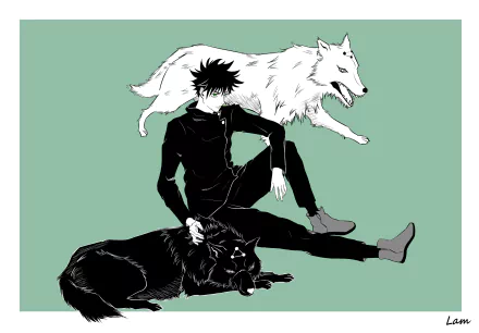 green eyes school uniform black hair Megumi Fushiguro Anime Jujutsu Kaisen HD Desktop Wallpaper | Background Image