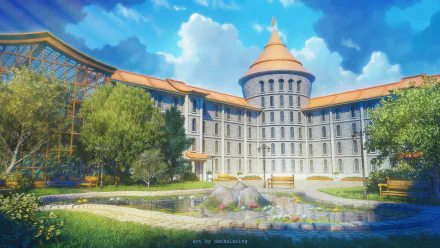 Anime building HD Desktop Wallpaper | Background Image