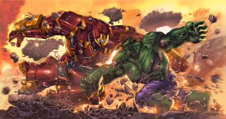 Iron Man Hulk Hulkbuster Comic Marvel Comics HD Desktop Wallpaper | Background Image
