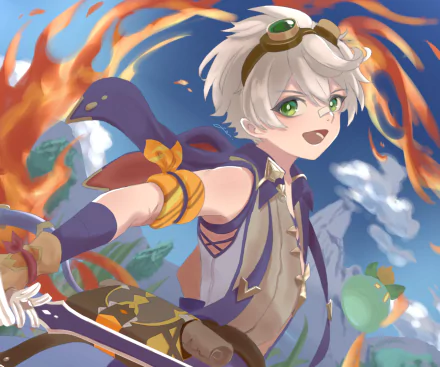 goggles green eyes Bennett (Genshin Impact) video game Genshin Impact HD Desktop Wallpaper | Background Image