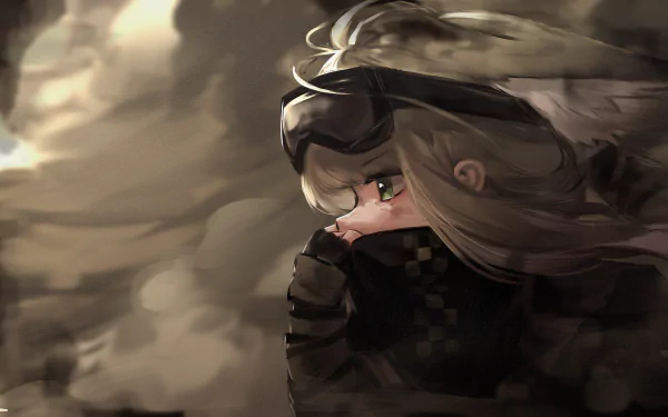 Suzuran from Arknights appears in a detailed 4K Ultra HD PC desktop wallpaper, showcasing her intense gaze and flowing hair in a dynamic video game-inspired scene.