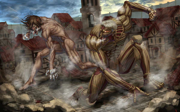 Armored Titan Reiner Braun Eren Yeager Anime Attack on Titan HD Desktop Wallpaper | Background Image