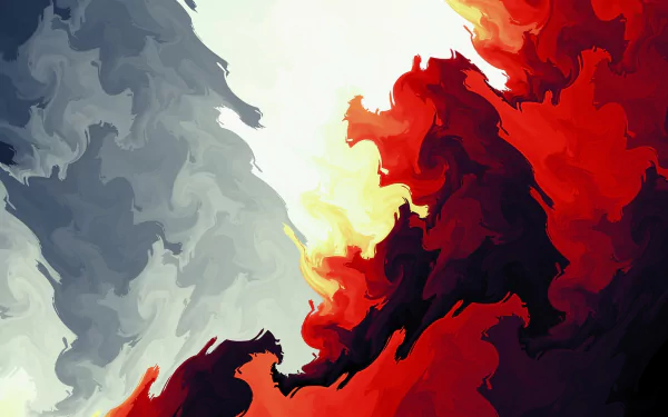 Artistic HD PC desktop wallpaper featuring dynamic red and gray flames blending with bright yellow highlights, creating a vibrant and energetic abstract background.