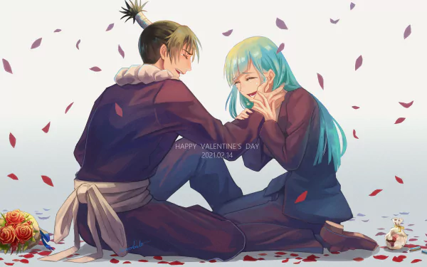 Kokichi Muta school uniform long hair blue hair Kasumi Miwa Anime Jujutsu Kaisen HD Desktop Wallpaper | Background Image