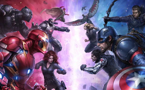 Clint Barton Winter Soldier Captain America Hawkeye Falcon (Marvel Comics) Vision (Marvel Comics) War Machine Black Panther (Marvel Comics) Black Widow Iron Man video game Marvel: Future Fight HD Desktop Wallpaper | Background Image