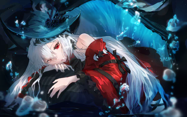 white hair red eyes Skadi (Arknights) water video game Arknights HD Desktop Wallpaper | Background Image