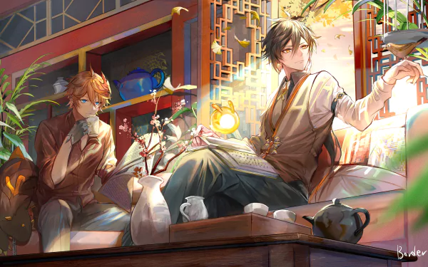 Rex Lapis Zhongli (Genshin Impact) Tartaglia Childe (Genshin Impact) video game Genshin Impact HD Desktop Wallpaper | Background Image