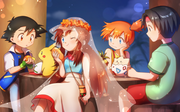 Anime Pokémon: The Movie 2000 Pokémon Ash Ketchum Togepi Pikachu Tracey Misty HD Wallpaper | Background Image