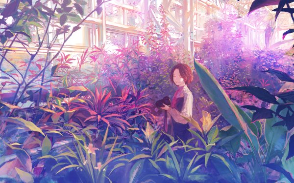 Anime Girl Short Hair Brown Hair Camera HD Wallpaper | Background Image