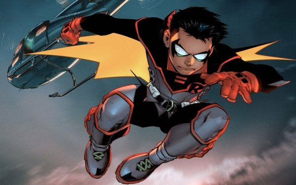 Comics Robin Batman Damian Wayne DC Comics Helicopter Black Hair HD Wallpaper | Background Image