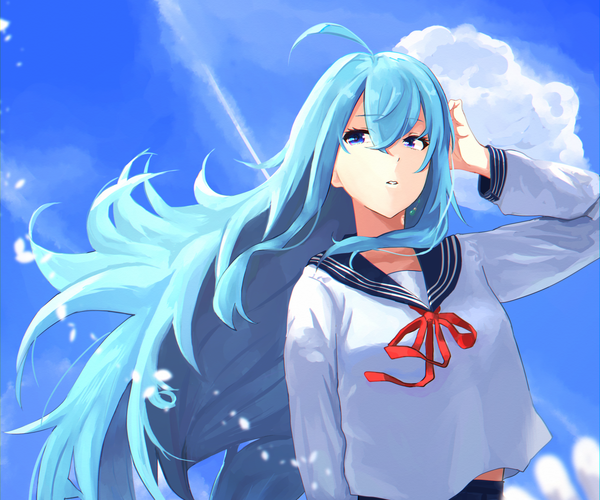 Download Aqua Hair School Uniform Vivy (Vivy: Fluorite Eye's Song) Anime Vivy: Fluorite Eye's Song HD Wallpaper by ぷらチカ