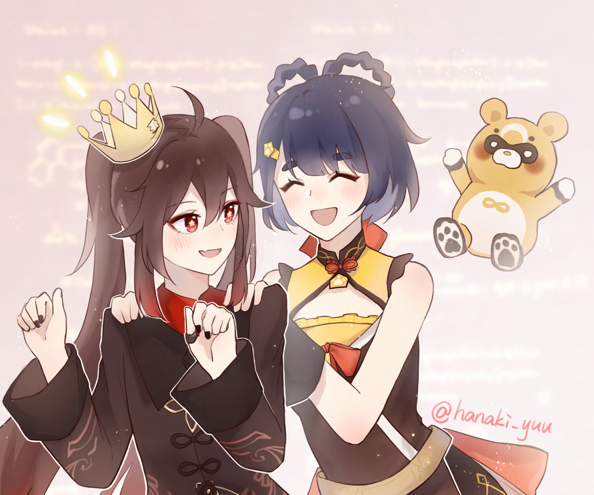 Download Guoba (Genshin Impact) Xiangling (Genshin Impact) Hu Tao Video Game Genshin Impact HD Wallpaper by Yuu