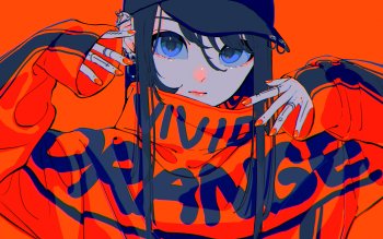 Anime Girl Black & Orange Wallpaper - Anime Aesthetic Wallpaper