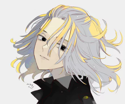 HD anime desktop wallpaper featuring Mikey Manjiro Sano from Tokyo Revengers with detailed silver and blonde hair and a calm expression.