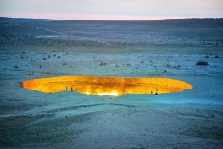 Turkmenistan nature Darvaza Gas Crater HD Desktop Wallpaper | Background Image