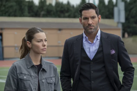 Tom Ellis Lucifer Morningstar Lauren German Chloe Decker TV Show Lucifer HD Desktop Wallpaper | Background Image