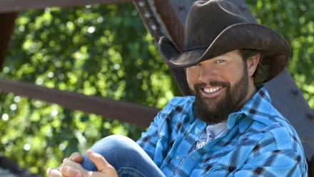 Country singer in cowboy hat smiling for an HD desktop wallpaper background.