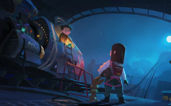 Chin (Over the Moon) Bungee (Over the Moon) Fei Fei movie Over the Moon HD Desktop Wallpaper | Background Image