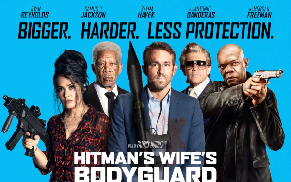 Darius Kincaid Michael Bryce Morgan Freeman Antonio Banderas Ryan Reynolds Salma Hayek Samuel L. Jackson movie The Hitman's Wife's Bodyguard HD Desktop Wallpaper | Background Image