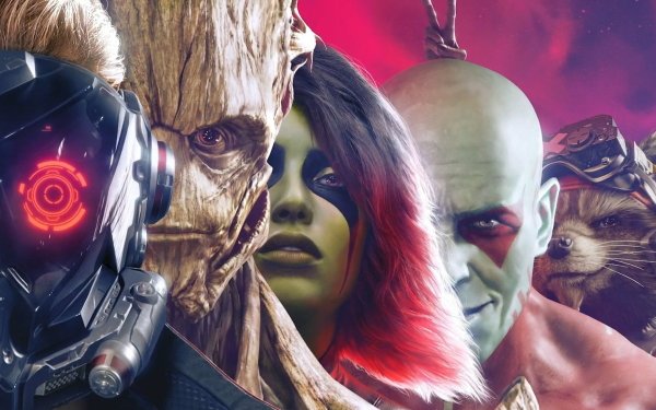 Video Game Marvel's Guardians Of The Galaxy Rocket Raccoon Groot Drax The Destroyer Gamora Star Lord HD Wallpaper | Background Image