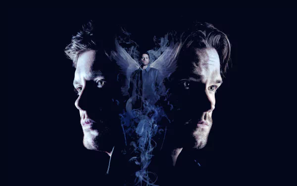 4K Ultra HD wallpaper featuring Castiel, Dean Winchester, and Sam Winchester from the TV show Supernatural, portrayed by Misha Collins, Jensen Ackles, and Jared Padalecki.