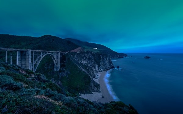Man Made Bridge Bridges Bixby Creek Bridge Coastline Sky Beach Coast Landscape HD Wallpaper | Background Image