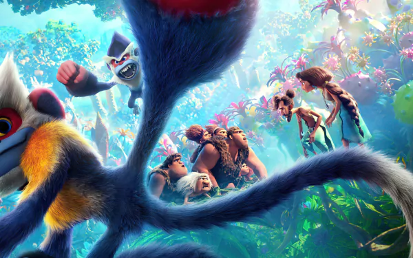 Phil Betterman Hope Betterman Gran (The Croods) Ugga (The Croods) Sandy (The Croods) Grug (The Croods) Thunk (The Croods) Guy (The Croods) Eep (The Croods) movie The Croods: A New Age HD Desktop Wallpaper | Background Image