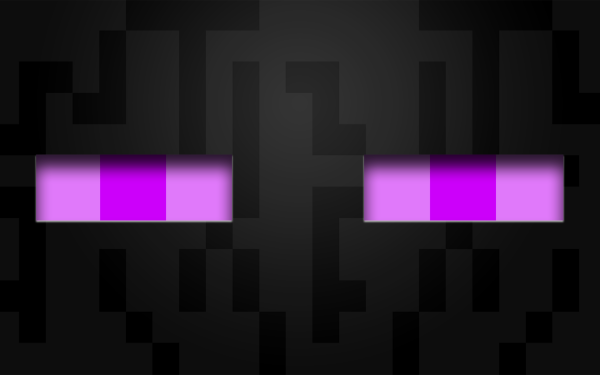 Hd desktop wallpaper featuring the iconic purple-eyed Enderman from Minecraft set against a dark, minimalist background.